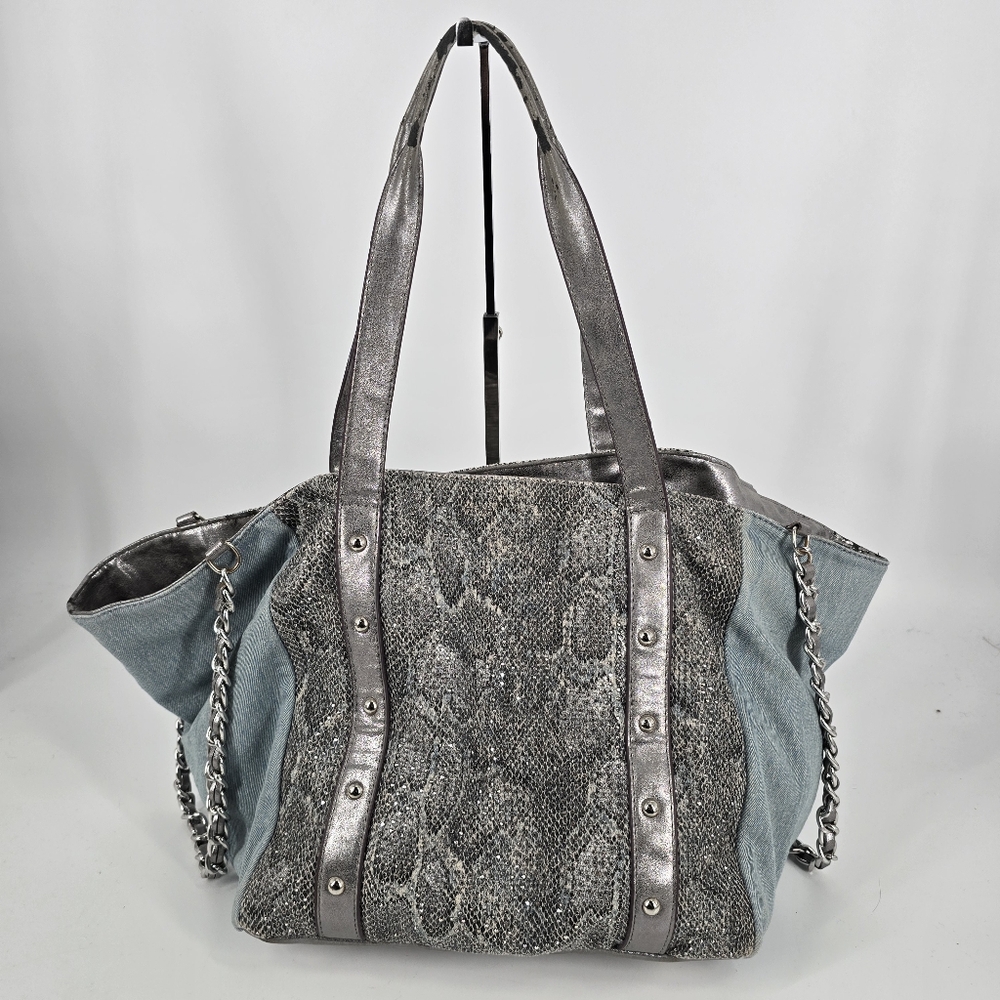 Vimoda Paris Mixed Media Large Tote Bag Embellished Denim Handbag